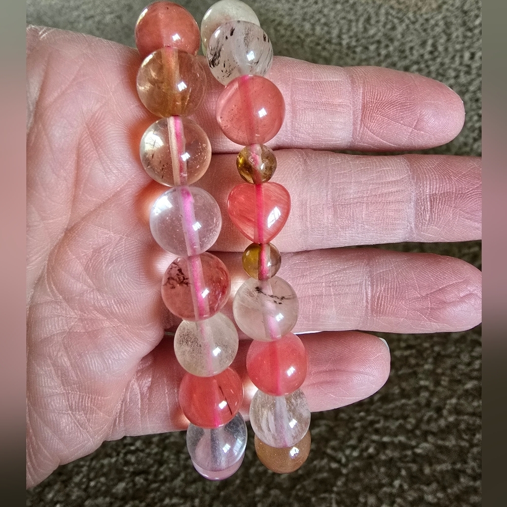 10mm Volcano Cherry Quartz With Cherry Quartz Heart ON SALE 🔥